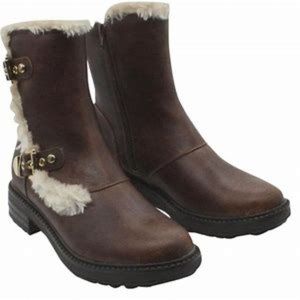 New GBG Los Angeles Brown Women's Garit Lug Sole Furry Women's Boots 7
